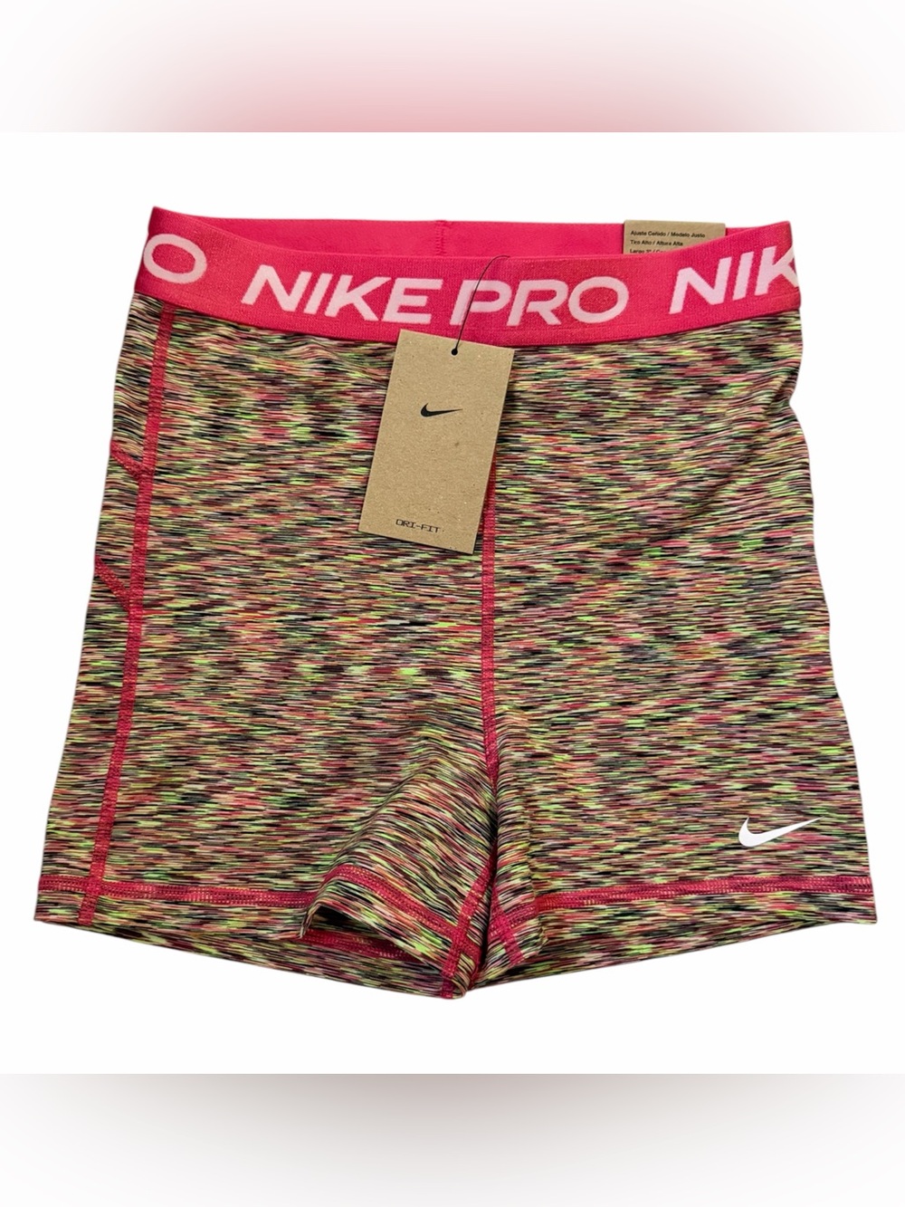 Nike Pro Womens Compression Training Shorts Pink Space Dye NWT